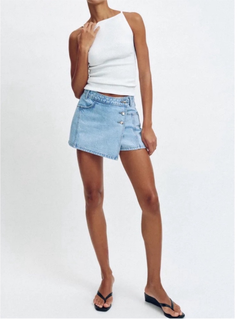 Zara Light Blue Denim Wrap Skort